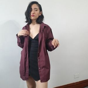 Maroon Long Sleeve Button Up